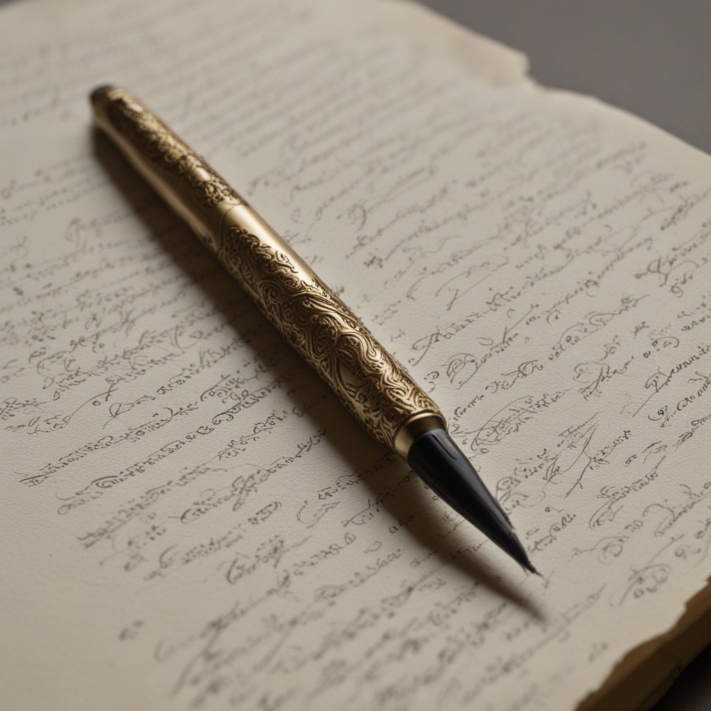 penna stilografica su foglio di pergamena